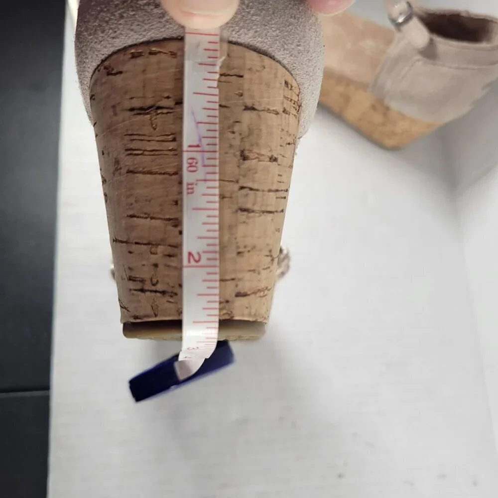 Toms Woman Stucco Satin Woven Peep Toe Platform Cork 2.5